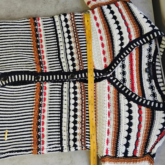 Marc New York Cable Knit Striped V Neck Cardigan Sweater Size Small Whimsigoth - Picture 13 of 14